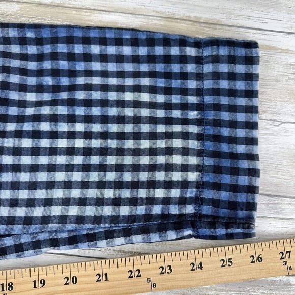 ANTHROPOLOGIE Maeve Avryl Blue Plaid Bleached Slim Paper Bag Pants Size 2 - Picture 13 of 16